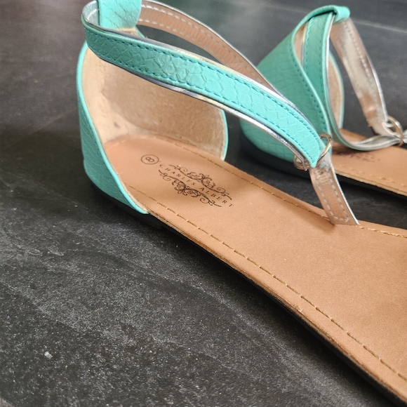 Charles Albert Blue and Silver Sandals with Crystal Embellishments - Picture 3 of 4